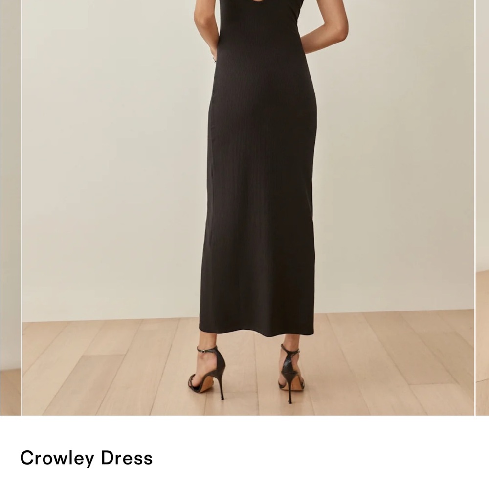 Reformation Black Ribbed Maxi Crowley Dress